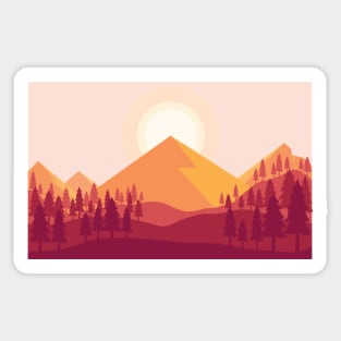 Sunset Mountain Landscape (large) Sticker